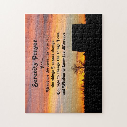 Serenity Prayer Sunset Silhouette Landschap Legpuzzel (Verticaal)