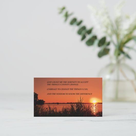 Serenity Prayer Sunset Visitekaartje (Staand voorkant)