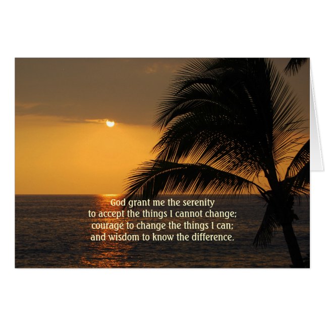 Serenity Prayer Tropical Sunset Card (Voorkant Horizontaal)
