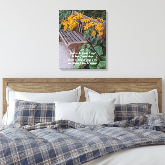 Serenity Prayer Tuin Bench Bloemen Canvas Afdruk (Insitu (Slaapkamer))