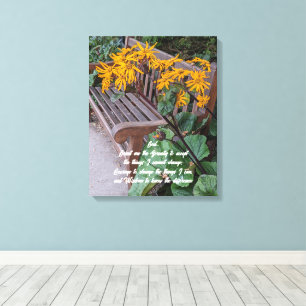 Serenity Prayer Tuin Bench Bloemen Canvas Afdruk