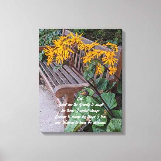 Serenity Prayer Tuin Bench Bloemen Canvas Afdruk (Voorkant)