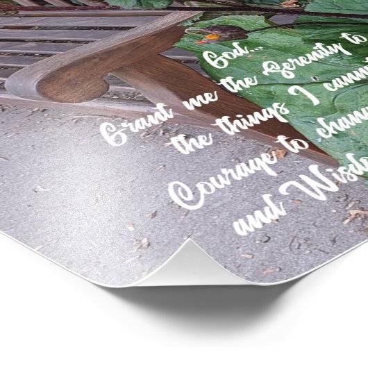 Serenity Prayer Tuin Bench Bloemen Foto Afdruk (Hoek)