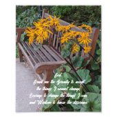 Serenity Prayer Tuin Bench Bloemen Foto Afdruk (Voorkant)