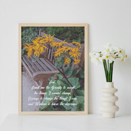 Serenity Prayer Tuin Bench Bloemen Foto Afdruk