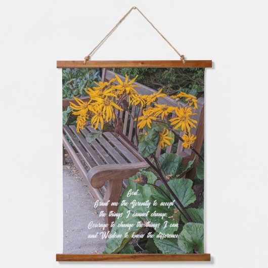 Serenity Prayer Tuin Bench Bloemen Hangend Wandkleed (Voorkant)