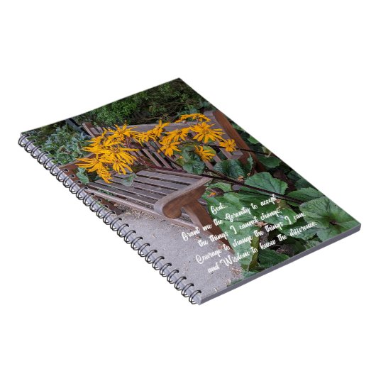 Serenity Prayer Tuin Bench Bloemen Notitieboek (Rechterzijde)