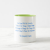 Serenity Prayer Two-Tone Blauw Groen Herstel Hoop Tweekleurige Koffiemok (Center)