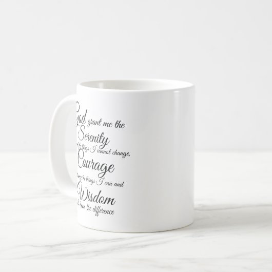 Serenity Prayer van Petra Ortiz mok koffie (Voorkant links)