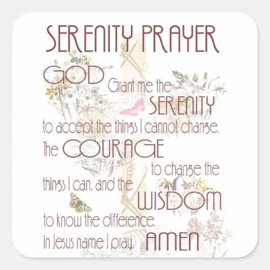 Serenity Prayer Vierkante Sticker (Voorkant)