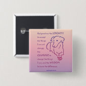 Serenity Prayer w/Dog-knoppen Vierkante Button 5,1 Cm (Voorkant /achterkant)