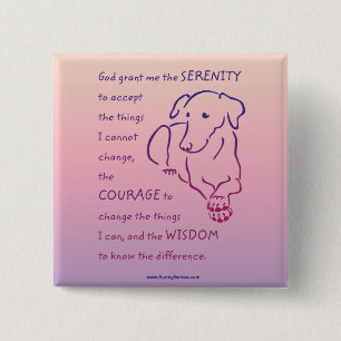 Serenity Prayer w/Dog-knoppen Vierkante Button 5,1 Cm