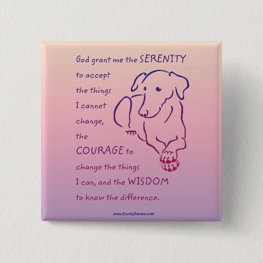 Serenity Prayer w/Dog-knoppen Vierkante Button 5,1 Cm (Voorkant)