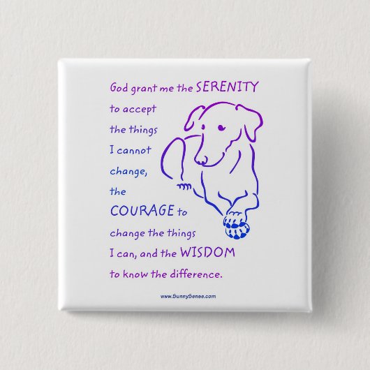 Serenity Prayer w/Dog-knoppen Vierkante Button 5,1 Cm (Voorkant)