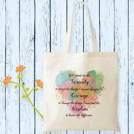 Serenity Prayer Watercolor Tote Bag