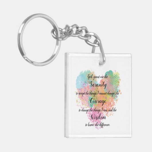 Serenity Prayer Waterverf Square Sleutelhanger (Voorkant Links)