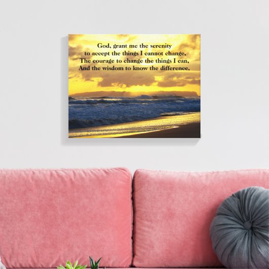 Serenity Prayer, Waves Crashing op Kauai Beach Canvas Afdruk (Insitu (Woonkamer))