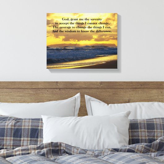 Serenity Prayer, Waves Crashing op Kauai Beach Canvas Afdruk (Insitu (Slaapkamer))