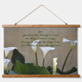 Serenity Prayer White Calla Lilies Floral Hangend Wandkleed