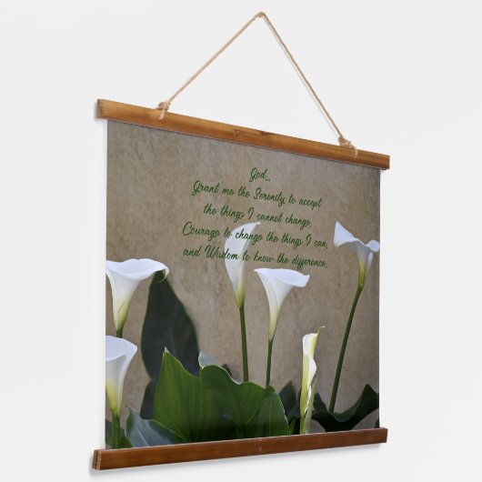 Serenity Prayer White Calla Lilies Floral Hangend Wandkleed (Gebogen)
