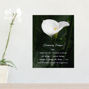 Serenity Prayer White Calla Lily Floral Folie Afdrukken