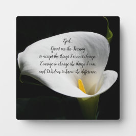 Serenity Prayer White Calla Lily Floral Fotoplaat