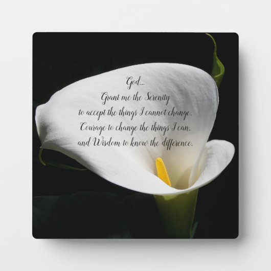Serenity Prayer White Calla Lily Floral Fotoplaat (Voorkant)