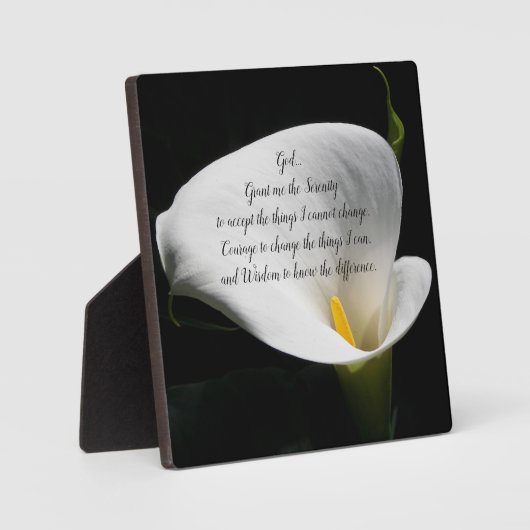 Serenity Prayer White Calla Lily Floral Fotoplaat (Voorkant)