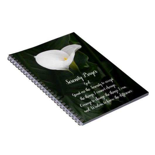Serenity Prayer White Calla Lily Floral Notitieboek (Rechterzijde)
