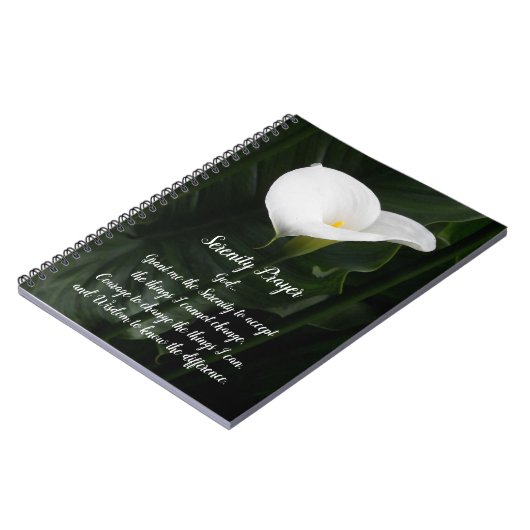 Serenity Prayer White Calla Lily Floral Notitieboek (Linkerzijde)