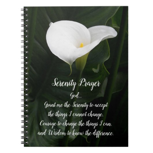 Serenity Prayer White Calla Lily Floral Notitieboek (Voorkant)