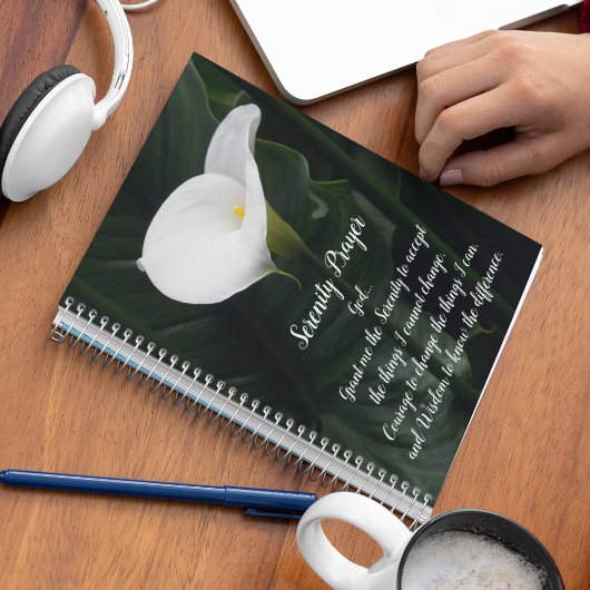 Serenity Prayer White Calla Lily Floral Notitieboek