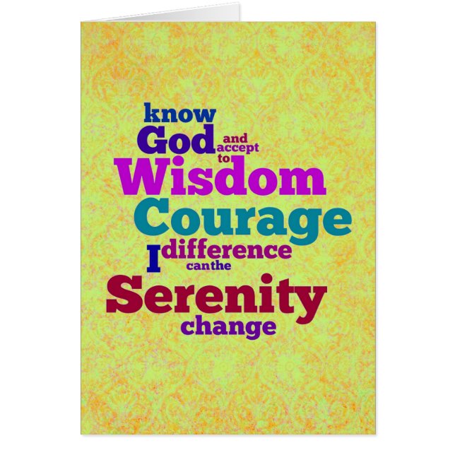 Serenity Prayer woordkaart (Voorkant)