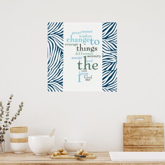 Serenity Prayer Word Art Zebra Print (Keuken)