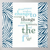 Serenity Prayer Word Art Zebra Print (Voorkant)