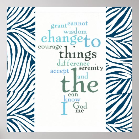 Serenity Prayer Word Art Zebra Print (Voorkant)