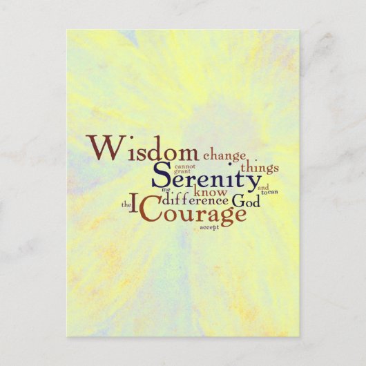 Serenity Prayer Wordle on abstract Briefkaart (Voorkant)