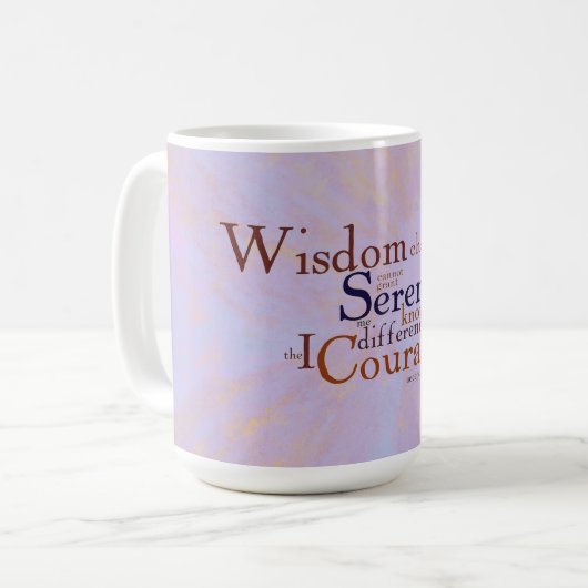 Serenity Prayer Wordle on abstract Koffiemok (Voorkant links)