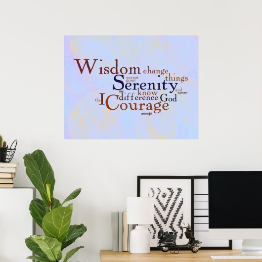 Serenity Prayer Wordle on abstract Poster (Thuiskantoor)