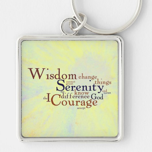 Serenity Prayer Wordle on abstract Sleutelhanger (Voorkant)
