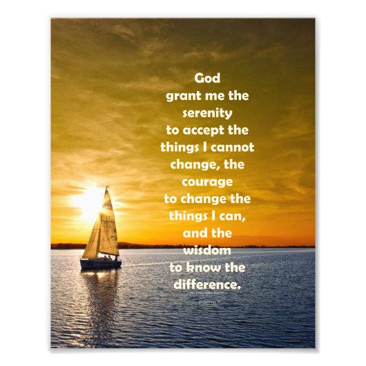 Serenity Prayer: Zeilboot in oceaan, Sterkte/Recov Foto Afdruk (Voorkant)