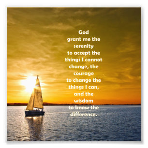 Serenity Prayer: Zeilboot in oceaan, Sterkte/Recov Foto Afdruk