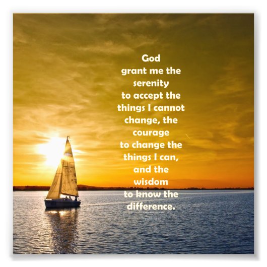Serenity Prayer: Zeilboot in oceaan, Sterkte/Recov Foto Afdruk (Voorkant)