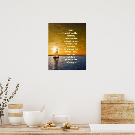Serenity Prayer: Zeilboot in oceaan, Sterkte/Recov Poster (Keuken)
