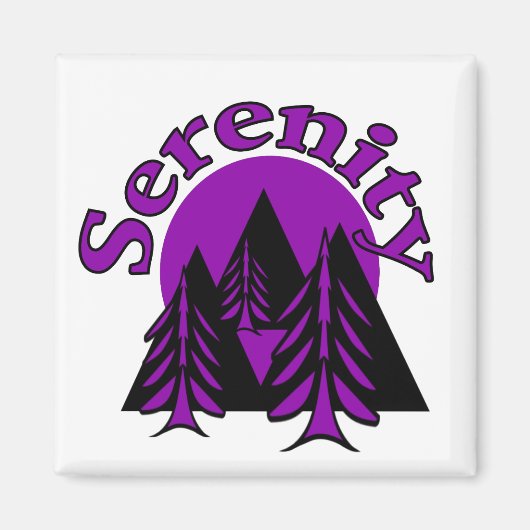 Serenity Quote Modern Black Paarse Moon Trees Magneet (Voorkant)