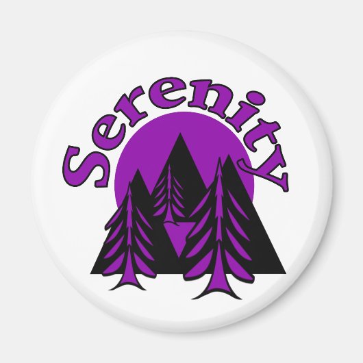 Serenity Quote Modern Black Paarse Moon Trees Magneet (Voorkant)