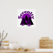 Serenity Quote Modern Black Paarse Moon Trees Poster (Keuken)