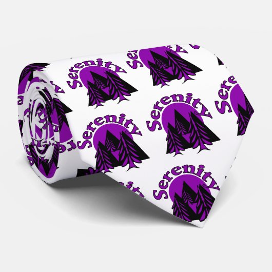 Serenity Quote Modern Black Paarse Moon Trees Stropdas (Opgerold)