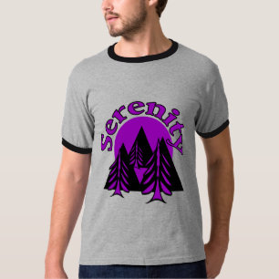 Serenity Quote Modern Black Paarse Moon Trees T-shirt