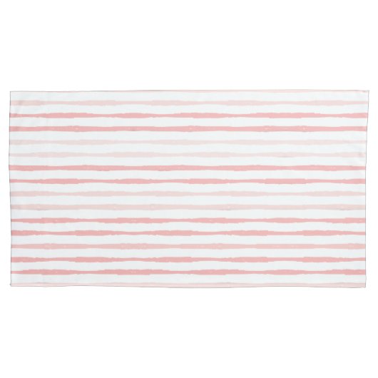 Serenity Romantic Pink Striped King Kussensloop (Voorkant-Links)